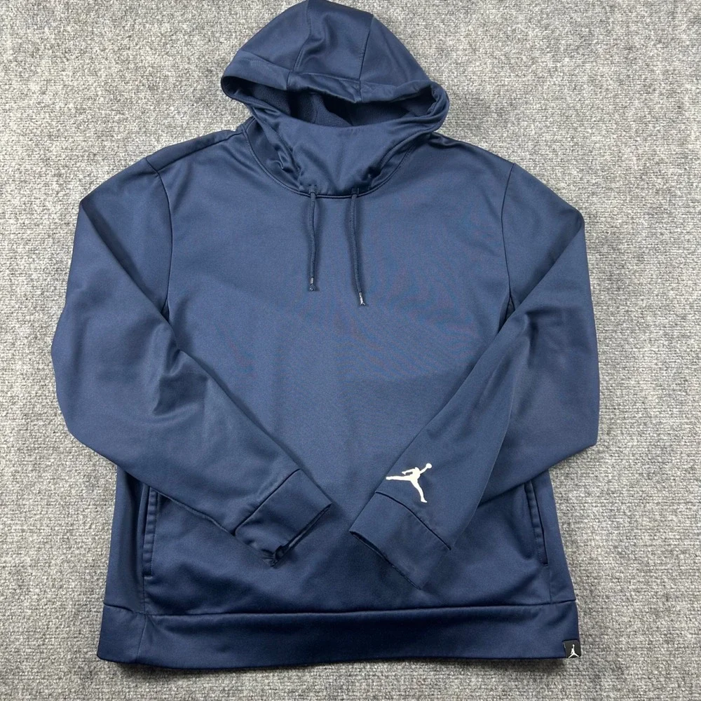 Jordan Hoodie Mens Large Navy Blue Jumpman‎ Logo Fleece Performance 865860-419
